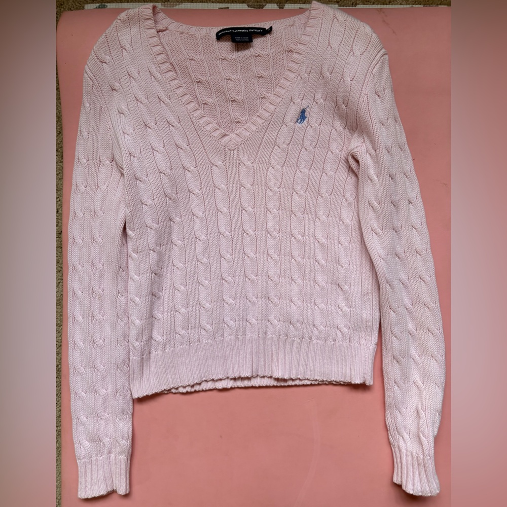 Vintage Polo Ralph Lauren Pink Cable Knit Sweater Size M